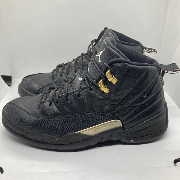 Air Jordan 12 Retro The Master Gold White Mens Black Leather